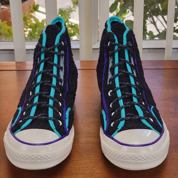 Converse Mens Chuck 70 Hi "Retro Sherpa" 169784C Black/Court Purple/Egret Size 9 - Picture 3 of 13